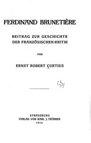 Cover of: Ferdinand Brunetière: Beitrag zur Geschichte der französischen Kritik