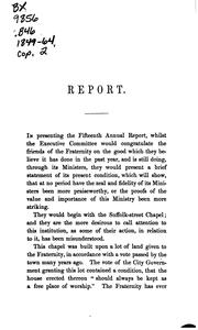 Annual Report of the Executive Committee of the Benevolent Fraternity of Churches by Benevolent Fraternity of Churches (Boston , Mass.)