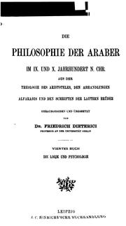 Cover of: Die Philosophie der Araber im IX. Und x. Jahrhundert n. Chr....: Aus der Theologie des ...