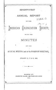 Cover of: Annual Report of the American Colonization Society by American Colonization Society