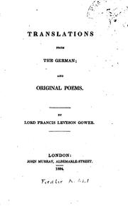 Cover of: Translations from the German: And Original Poems