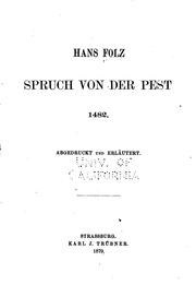 Cover of: Spruch von der Pest 1482