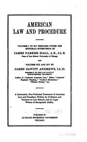 Cover of: American Law and Procedure