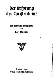 Cover of: Der Ursprung des Christentums: Eine historische Untersuchung...