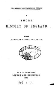 Cover of: A short history of England to the death of George the third