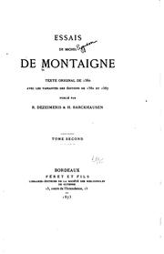 Cover of: Essais de Michel de Montaigne: Texte original de 1580 avec les variantes des ...