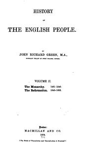Cover of: History of the English People by John Richard Green