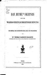 Cover of: DAV. Hume's Skepsis und die Wahrscheinlichkeitsrechnung. Ein Beitrag zur ...