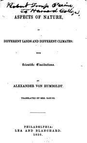 Cover of: Aspects of Nature: In Different Lands and Different Climates; with ... by Alexander von Humboldt