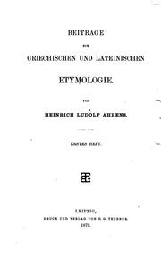 Cover of: Die griechischen und lateinischen Benennungen der Hand: Etymologische Untersuchung
