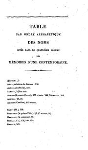 Cover of: Mémoires d'une contemporaine; ou, Souvenirs d'une femme sur les principaux personnages de la ...