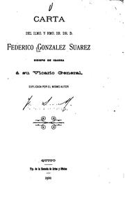 Cover of: Carta del ilmo. Y rmo. Sr. Dr. D. Federico González Suárez, Obispo de Ibarra, a su vicario ...