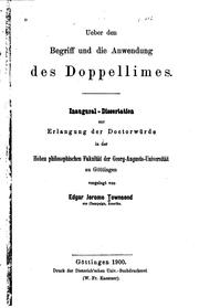 Cover of: Ueber den Begriff und die Anwendung des Doppellimes....