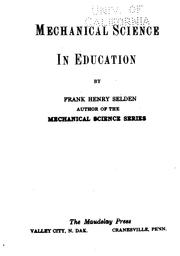 Cover of: Mechanical Science in Education