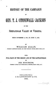 Cover of: History of the Campaign of Gen. T.J. (Stonewall) Jackson in the Shenandoah ...