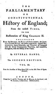 Cover of: The Parliamentary Or Constitutional History of England; by Great Britain. Parliament.