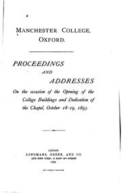 Cover of: Proceedings and Addresses on the Occasion of the Opening of the College Buildings and Dedication ...