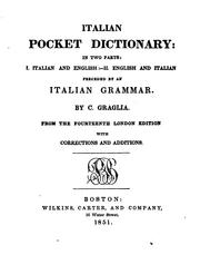 Cover of: Italian Pocket Dictionary: Preceded by an Italian Grammar by Giuspanio Graglia