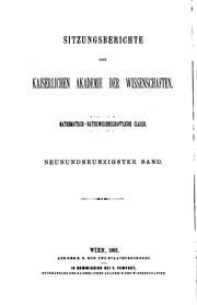 Cover of: Sitzungsberichte by Kaiserlichen Akademie der Wissenschaften in Wien, Mathematisch-Naturwissenschaftliche Klasse