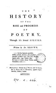Cover of: The history of the rise and progress of poetry