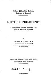 Cover of: Scottish Philosophy: A Comparison of the Scottish and German Answers to Hume by Andrew Seth Pringle-Pattison