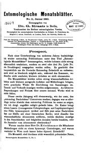 Cover of: Berliner entomologische Zeitschrift by Entomologische Verein in Berlin