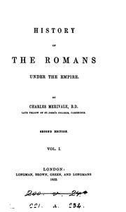 Cover of: A history of the Romans under the empire by Charles Merivale
