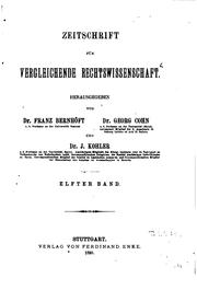 Cover of: Zeitschrift für vergleichende Rechtswissenschaft, einschliesslich der ...