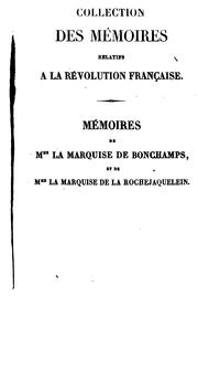 Cover of: Mémoires de madame la marquise de Bonchamps