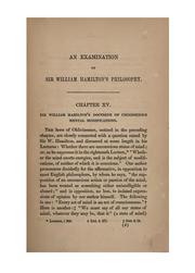 Cover of: An Examination of Sir William Hamilton's Philosophy by John Stuart Mill