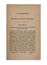 Cover of: An Examination of Sir William Hamilton's Philosophy by John Stuart Mill, John M. Robson, John Stuart Mill