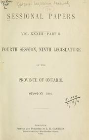 Cover of: ONTARIO SESSIONAL PAPERS. by Ontario. Legislative Assembly., Ontario. Legislative Assembly.