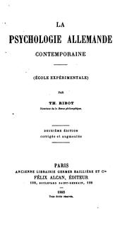 Cover of: La psychologie allemande contemporaine: école expérimentale by Théodule Armand Ribot