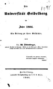 Cover of: Die Universität Heidelberg im Jahre 1804...