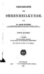 Cover of: Geschichte der Ohrenheilkunde v. 2 1913