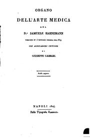 Cover of: Organo dell'arte medica del Dr. Samuele Hahnemann by Samuel Hahnemann