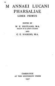 Cover of: M. Annaei Lucani Pharsaliae, liber primus