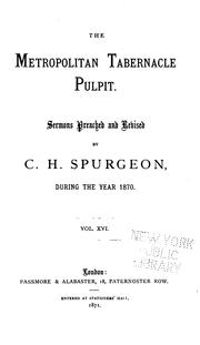 Cover of: The Metropolitan Tabernacle Pulpit: Sermons by Charles Haddon Spurgeon