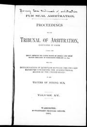 Cover of: Proceedings of the Tribunal of Arbitration by 