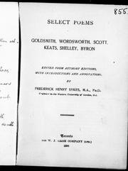 Front cover of Selected poems by Frederick Henry Sykes