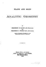 Cover of: Plane and Solid Analytic Geometry: Analytic Geometry