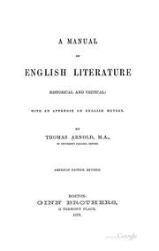Cover of: A Manual of English Literature...