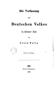 Cover of: Deutsche Verfassungsgeschichte by Georg Waitz