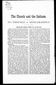 Cover of: The Church and the Indians: the trouble at Metlakahtla.