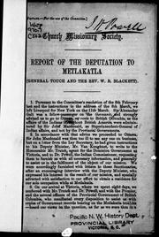 Report of the deputation to Metlakatla by Church Missionary Society.