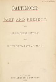 Cover of: Baltimore: past and present: With biographical sketches of its representative men.