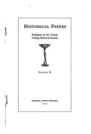 Cover of: Historical Papers