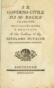 Cover of: Il governo civile by John Locke