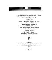 Cover of: Handy-book of Rules and Tables for Verifying Dates with the Christian Era: Giving an Account of ...