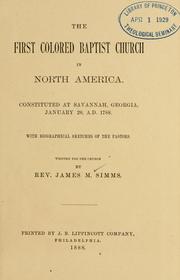 Cover of: first colored Baptist church in North America: constituted at Savannah, Georgia, January 20, A.D. 1788, with biographical sketches of the pastors